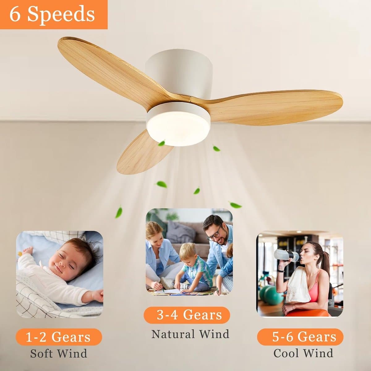 Plafondventilator met Licht - Ventilatorlamp - Kamers Koel Houden - 6 Snelheden Instelbaar - 132CM Diameter — afbeelding 1