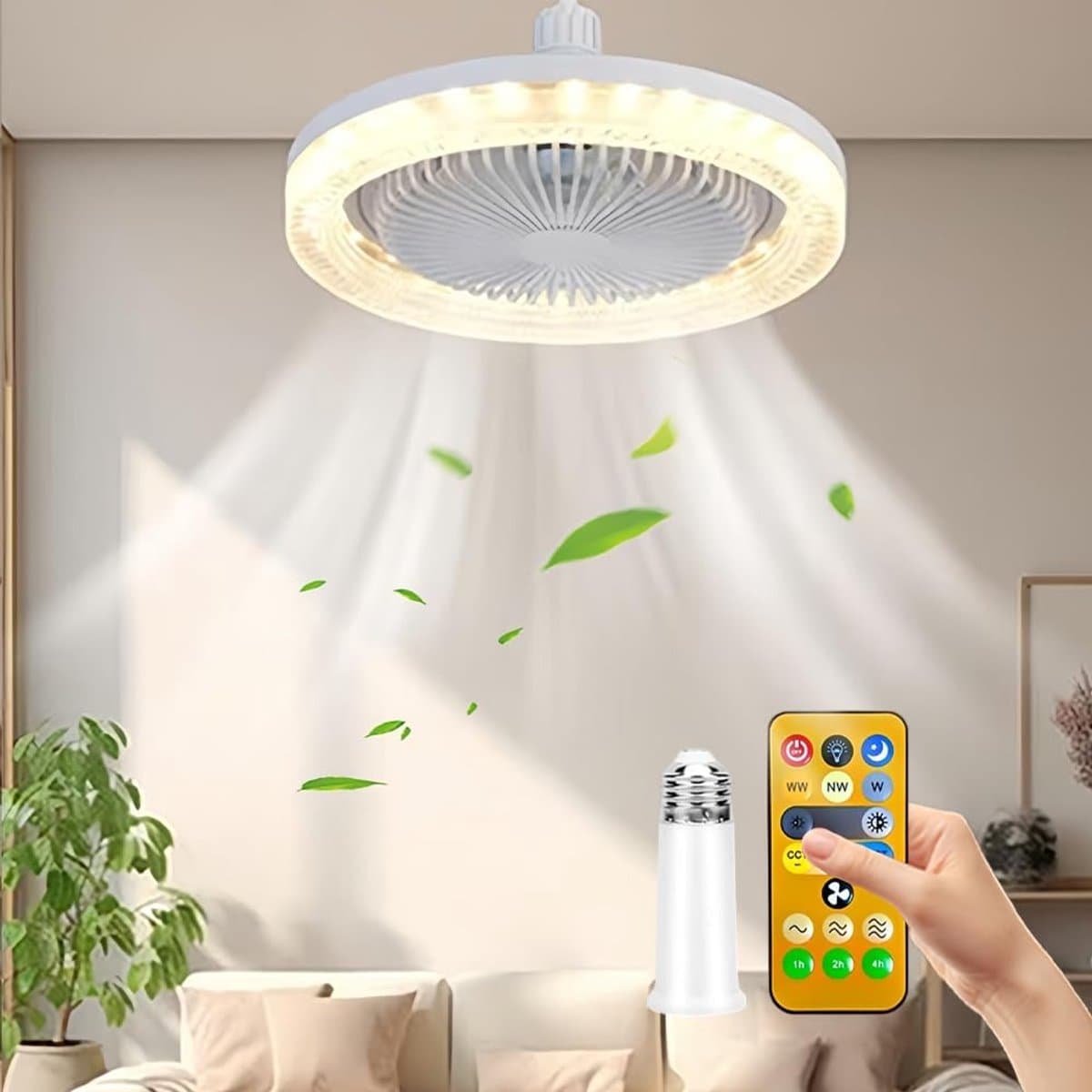 Plafondventilator met verlichting, stille plafondventilator met verlichting en afstandsbediening, plafondventilator met verlichting (aromatherapie) — afbeelding 1