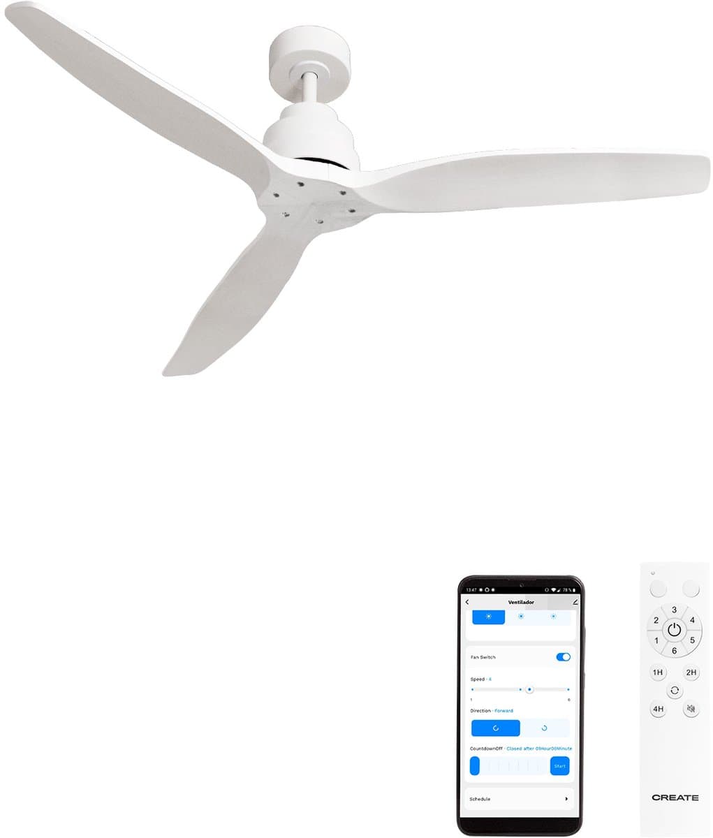 CREATE - Stille plafondventilator van 40 W met technische ABS-bladen, verkrijgbaar in verschillende maten - M - Geen licht - WIFI - WIND STYLANCE — afbeelding 1