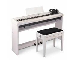 Grooveland P22 Digitale Piano Klavierpakket - Elektrisch Keyboard - 88 Hammer Toetsen - Wit - Inclusief Standaard Pedalen Hoofdtelefoon En Pianobank