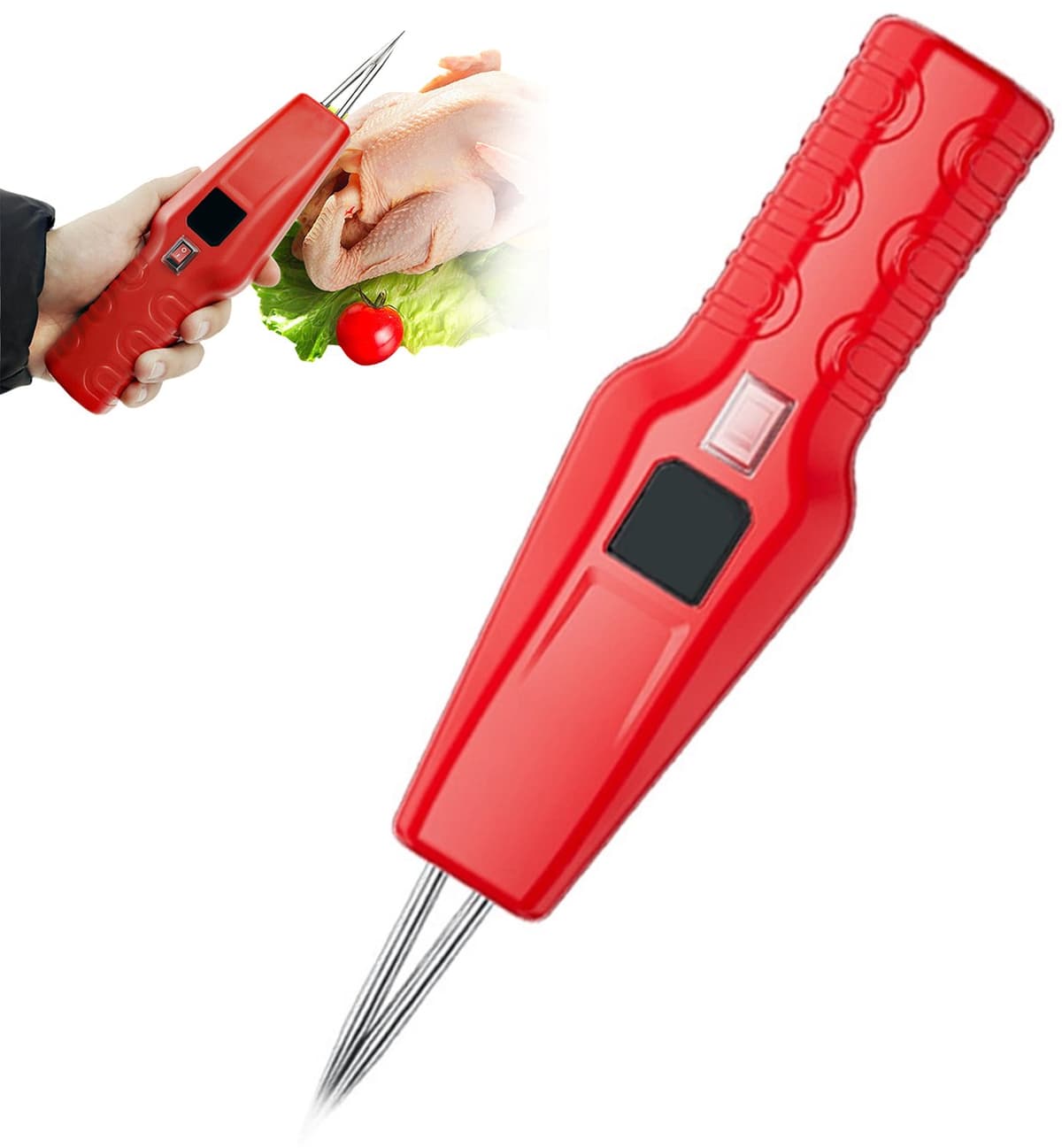 OKWISH Plukmachine - Pluimveeverwijderaar - Efficiënt & Makkelijk Schoonmaken - Voor Keuken & Boerderij - Voor Kip Eend En Gans - 270 X 60 Mm - Rood — afbeelding 1