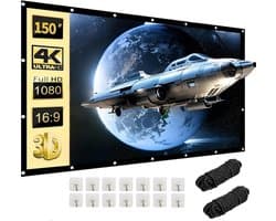 beamer, 150 inch, 16:9 HD, opvouwbaar, voor buiten, dikker, lichtdichter, projectiescherm, kreukvrij en gemakkelijk te dragen, bijzonder geschikt voor outdoor, camping, thuis