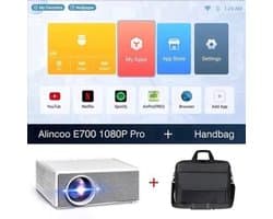 Alincoo - E700 - Beamer - Projector Beamer - Mini Meamer - 4k - Full HD 1080P - 1920x1080dpi - Automatische focus - 5G - met WiFi - 28000 Lumens - Wit