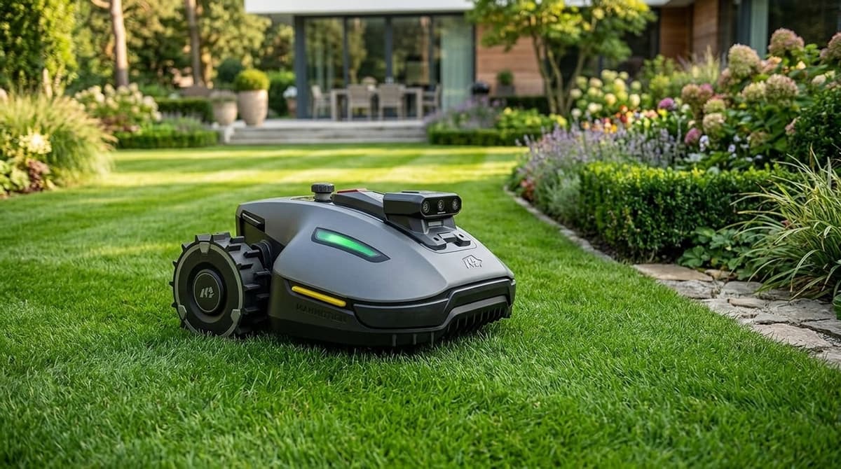 Robotmaaier Zonder Begrenzingskabel - Slimme Draadloze Cijfermatige Grasmaaier Robot met AI TrueVision Navigatie & Mini Garage - Hellingshoek 45% - Geschikt tot 500 m² - Laura Homestore — afbeelding 1
