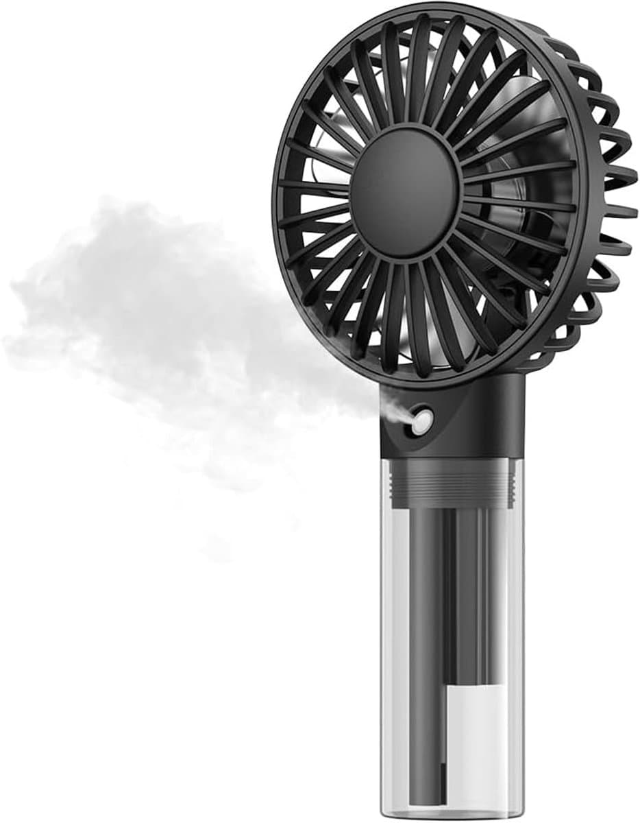 Draagbare vernevelingsventilator - Oplaadbare handventilator met 32 ml watertank - Mini handventilator voor verkoeling tijdens reizen, buitenactiviteiten, make-up en kamperen. — afbeelding 1