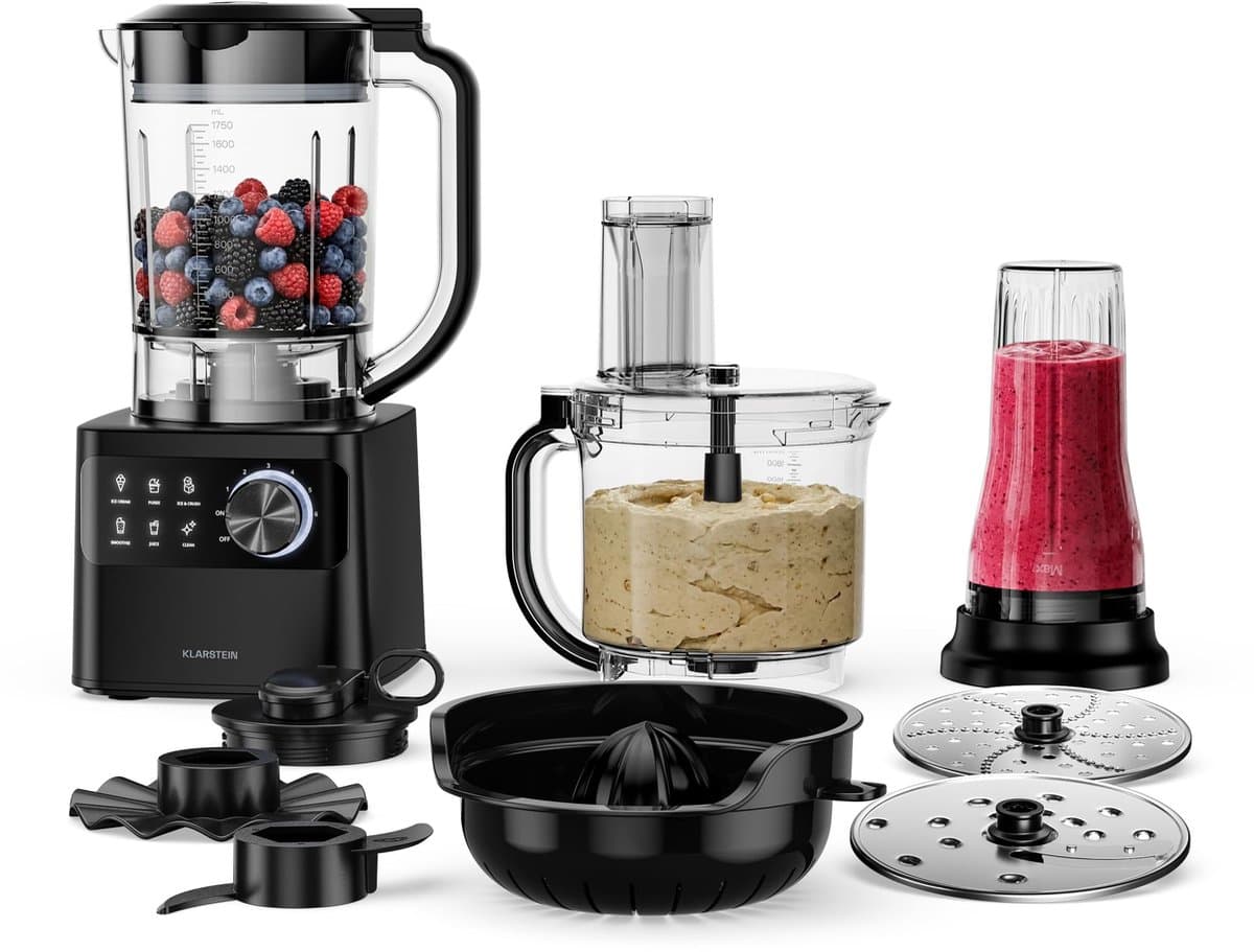 SnelShoppen - Multifunctionele Keukenmachine met Mixer - 1200 W, 2L Kom, 1,75L Mixer, 6 Programma's, Sapcentrifuge en Vleesmolen, Keukenapparaat voor — afbeelding 1