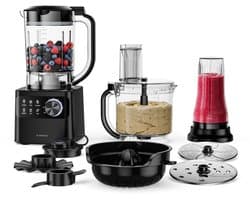 SnelShoppen - Multifunctionele Keukenmachine met Mixer - 1200 W, 2L Kom, 1,75L Mixer, 6 Programma's, Sapcentrifuge en Vleesmolen, Keukenapparaat voor