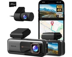 Dashcam Voor & Achter 4K – GPS & 5GHz WiFi – 64GB SD-kaart – ADAS – Nachtzicht – 170° Groothoek