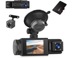 3-kanaals Dashcam - Full HD 1080p - 2 Inch Scherm - Wifi Verbinding - Voor Auto