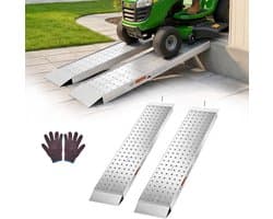 Laadrampen - Set van 2 Oprijrampen - Aluminium - 140 x 30 cm - Antislip Oppervlak - Totaal 1360 kg Draagvermogen - Voor Motor, Grasmaaier, Tractor, Aanhanger