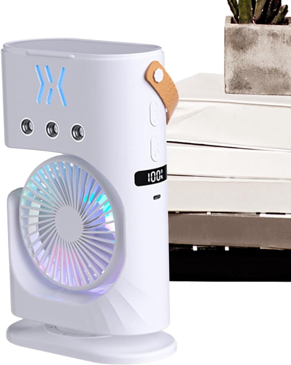 Vernevelende Ventilator - Mini Air Cooler - Persoonlijke Koeling - 3 Snelheden - 500ml Tank - Wit — afbeelding 1