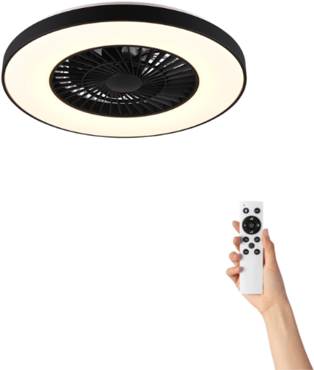 Fantiluxe - Marita - Plafondventilator met verlichting - Zwart - Ø58cm - Afstandsbediening - Met lamp - Plafond ventilator - Slaapkamer — afbeelding 1