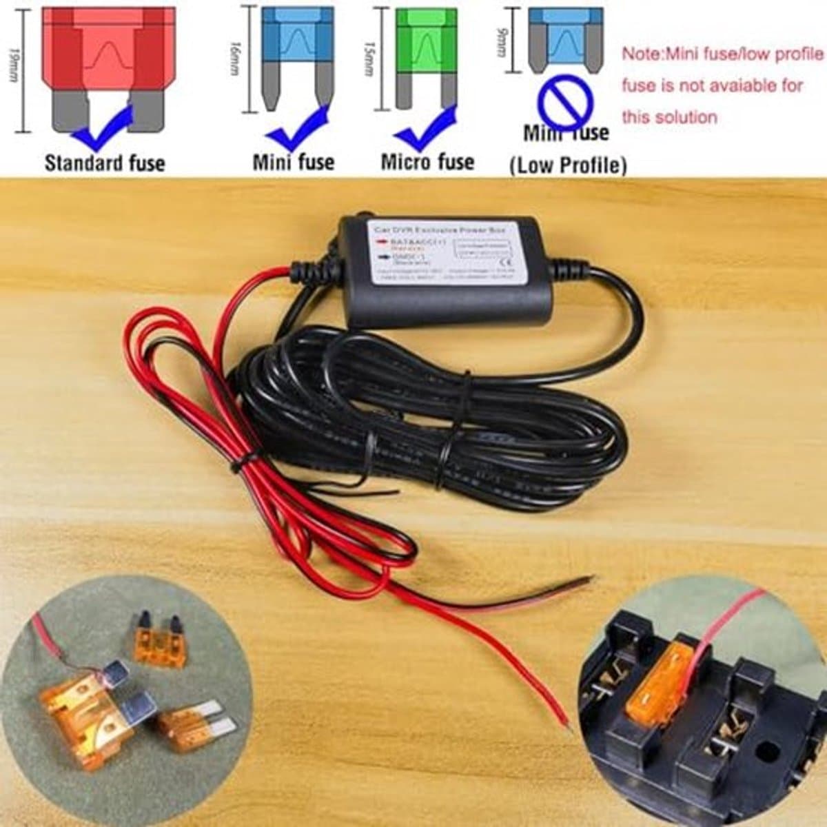 320cm Lengte Mini Dash Cam Hardwire Kit voor Dash Camera 12V-24V naar 5V/2.5A Auto Dash Camera Oplader Voedingskabel voor Mini USB Dash Cam — afbeelding 1