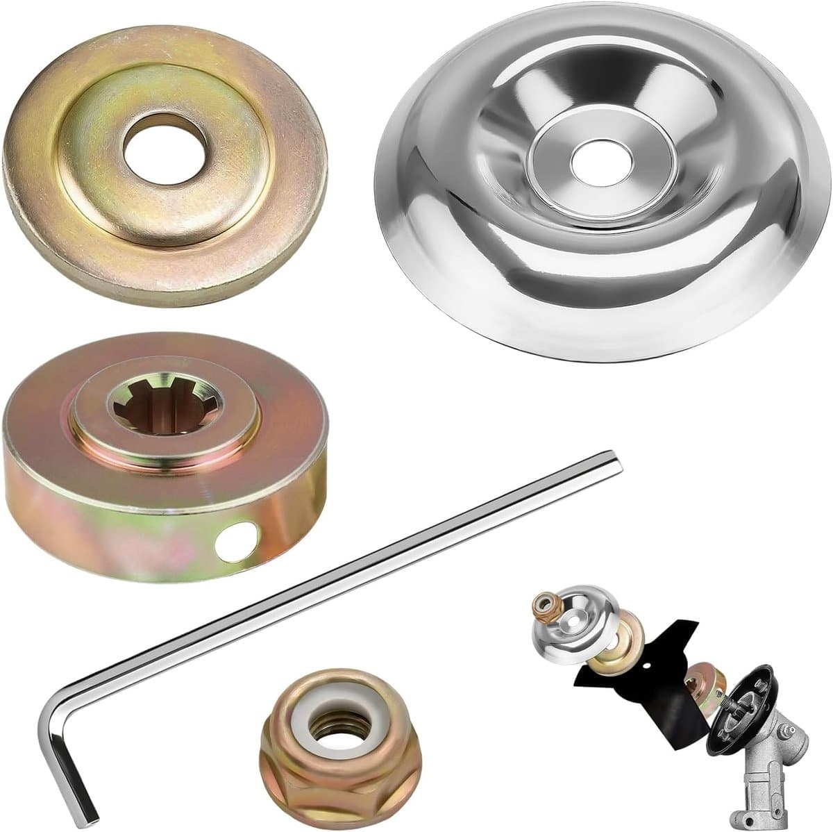 SnelShoppen - Pack van 5 grasmaaier adapter set, accessoires voor haartrimmers, stabiele prestaties, robuust met eenvoudig te installeren metalen blad — afbeelding 1