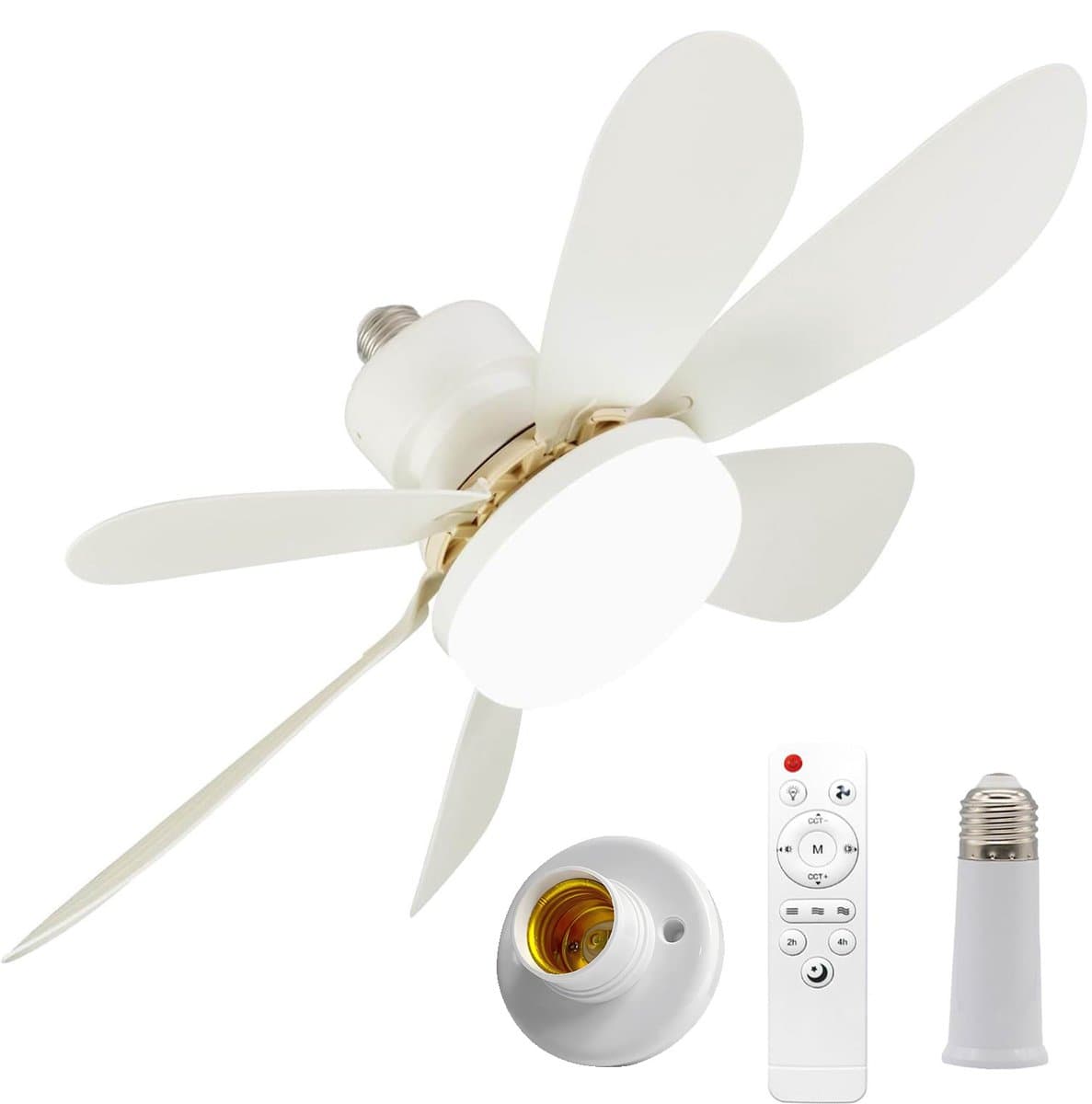 Plafondventilator met verlichting en afstandsbediening - Platte, vlakke plafondventilator zonder bladen - Dimbaar LED-licht (3000K-6500K) - 3 windsnelheden - Timer - Stille, compacte plafondventilator (52 cm) — afbeelding 1