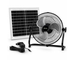 Zonneventilator 3-in-1 met Accu en Netadapter - Solar Ventilator - Mobiele Werkventilator - 12 W Zonnepaneel - 8800 mAh - Ø30 cm