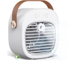 Draagbare luchtkoeler-ventilator – Oplaadbaar (4000 mAh, batterijduur van 4–16 uur); stille bureauventilator; witte persoonlijke luchtkoeler, geschikt voor gebruik in de auto, slaapkamer, op kantoor, op reis en buitenshuis.