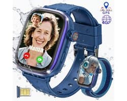 Vashoy T86 - GPS Horloge Kind geschikt - Kinder Smartwatch - Smartwatch Kinderen met HD - camera & Videobellen - voor SIM kaart - 750 mAh Long Battery - IPX7 Waterdicht - SOS Knop - School Mode - Veilige Zones - GPS Tracker - 1 Jaar Garantie - Blauw