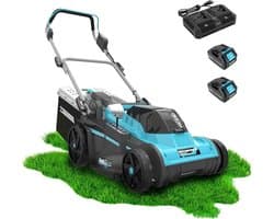 Accu Grasmaaier - Draadloze Grasmaaier - Gazon Onderhouden - Borstelloze Motor - 38 cm - Blauw