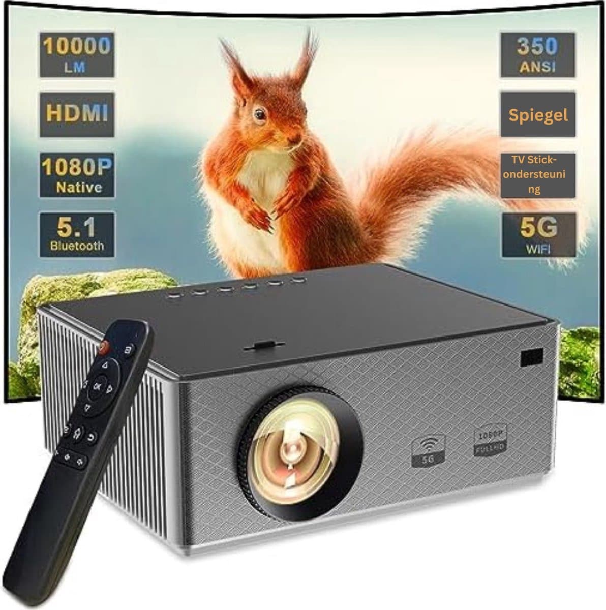 Mini beamer - Mini projector - Mini beamer smartphone - Mini beamer met wifi en bluetooth - Zwart — afbeelding 1