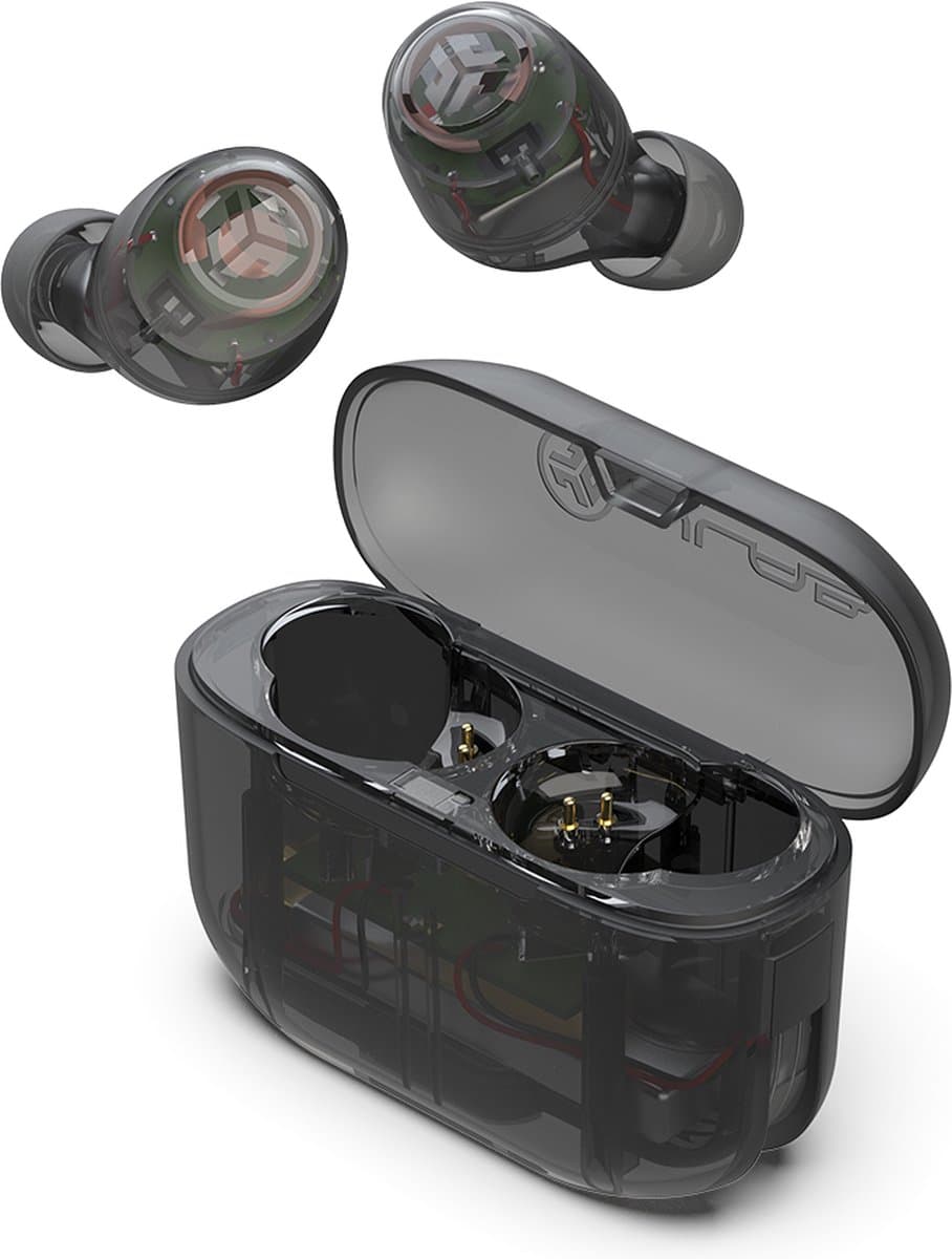 JLab Go Pop Draadloze Oordopjes - Bluetooth Oortjes Draadloos - 35 uur Batterijduur - Be Aware Audio - Met Microfoon - Geschikt voor Android en Apple - Doorzichtig — afbeelding 1