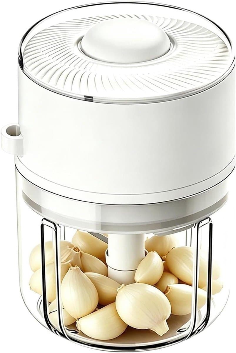 Elektrische Mini Chopper - Kleine Keukenmachine - Snel Ingrediënten Hakken - Oplaadbaar Draadloos - 350 ml Capaciteit - Wit — afbeelding 1