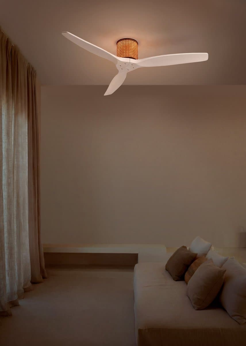 CREATE - Plafondventilator stil 40W (Ø132cm) - Sfeerlicht LED - Afstandsbediening - 6 snelheden - Programmeerbaar - WIND CALM CUSTOM RATTAN — afbeelding 1