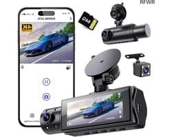3 Kanaals Dashcam - Auto Camera - Veilig Rijden - 4K WiFi Opname - 64GB Inclusief - Zilver