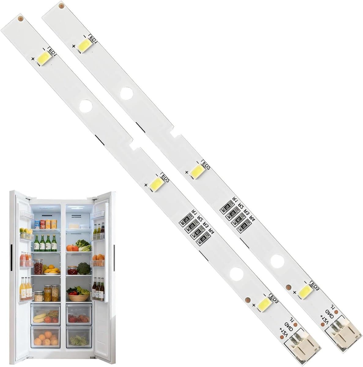 Koelkast LED Strip - Vervangende Verlichting - Koelkast Verlichten - Brede Compatibiliteit - 16 cm - Koud Wit — afbeelding 1