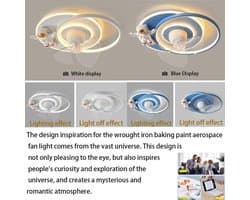 Modern Ceiling Light with Fan, 50 cm Stepless Dimmable Ceiling Light, Children's Room Astronaut 360° Rotating Fan Lamp with Remote Control, LED Ultra Quiet Bedroom Fan Ceiling Light (Whit