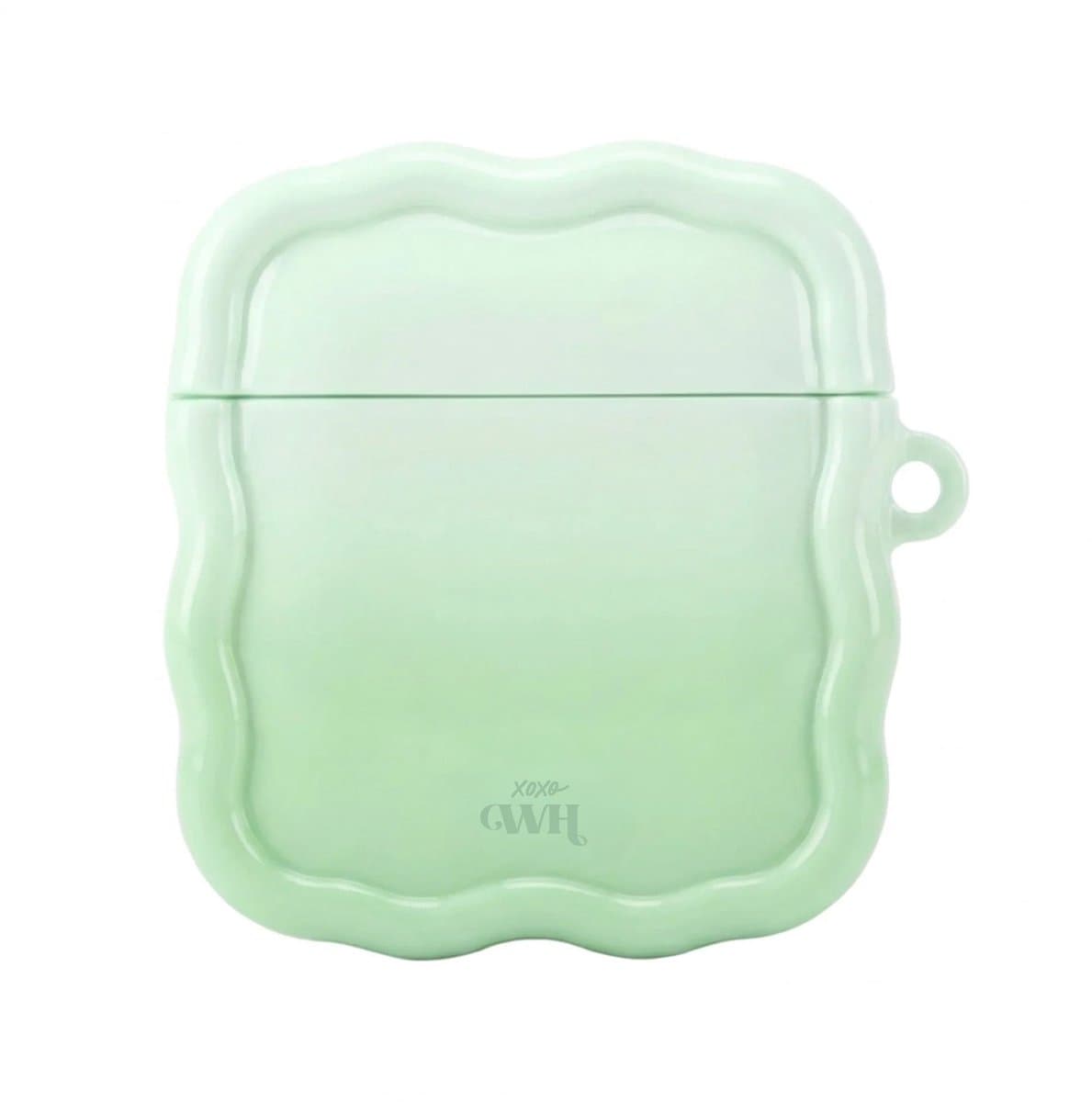 xoxo Wildhearts hoesje geschikt voor AirPods 1 & 2 - Sage Sorbet - Ook als telefoonhoesje verkrijgbaar - Schokbestendige wavy case - Koptelefoonhoesje - Beschermhoes met golvend design - Groen — afbeelding 1