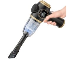 Mini handstofzuiger, 2-pack draadloze autostofzuigers, 4500 Pa hoge zuigkracht, met display, USB-oplaadbaar handzaam ontwerp, geschikt voor het schoonmaken van auto, huis en kantoor, zwart.