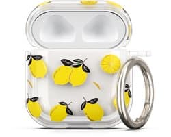 kwmobile Hoes compatibel met Apple Airpods 4 Case - Zachte TPU beschermhoes - Cover in geel / transparant citroenen design