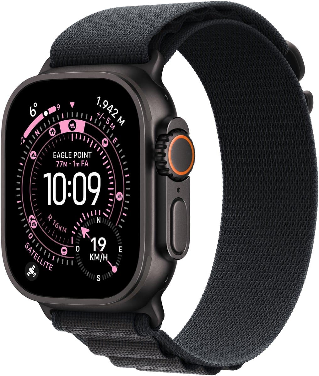 APPLE Watch Ultra 3 GPS + Cellular - 49mm Black Titanium Case - Black Alpine Loop - Medium Smartwatch Black — afbeelding 1