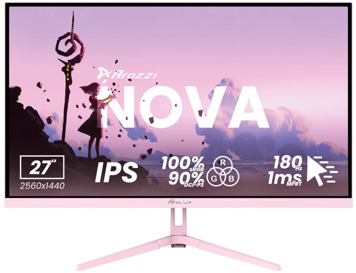 Arozzi Nova 27" Gaming Monitor - QHD IPS - 180Hz - Roze — afbeelding 1