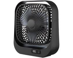 Tafelventilator - USB oplaadbare ventilator - Bureau ventilator usb - Bureau ventilator stil - Bureau ventilator - Ventilator met drie snelheden - Zwart - ABS