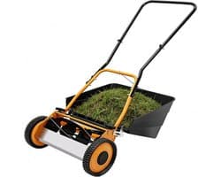 Handgrasmaaier - Loopmaaier Gazonmaaier - Gazon Onderhouden - Milieuvriendelijk Maaien - 16 inch - Oranje Zwart