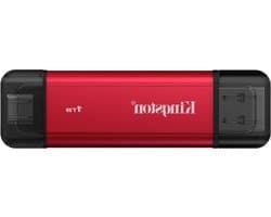 Draagbare SSD - Externe Opslag - Bestanden Overzetten - Dubbele USB A/C - 1TB - Rood/Zwart
