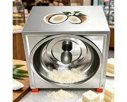 Elektrische Kokosrasp - Kokos Schraper - Snel Kokos Raspen - Ovaal Rasp Opzetstuk - 50 Kg Per Uur - Zilver
