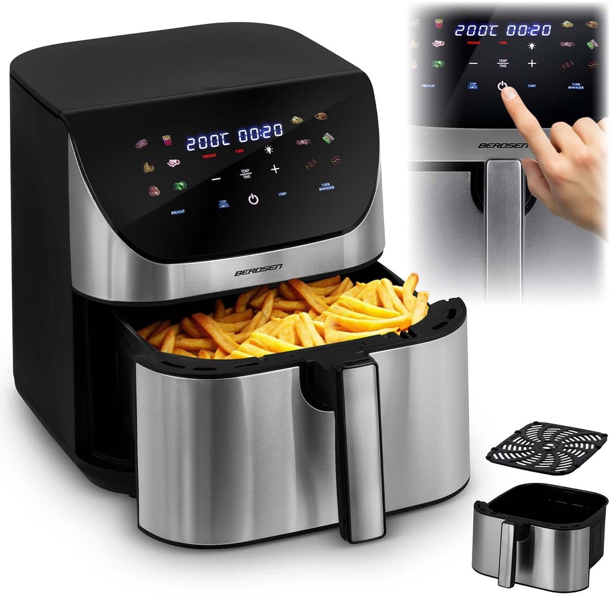 Berdsen BD-659 Serie - Airfryer - 1700W - 8L - Zilver — afbeelding 1
