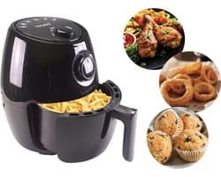 Heteluchtfriteuse - Airfryer Olievrij - Gezond Koken - Instelbare Timer Temperatuur - 2 Liter - Zwart