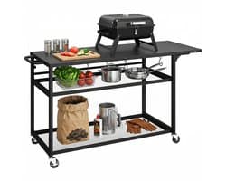 Outsunny Grillwagen - Metaal - 133 x 48,5 x 82 cm - Zwart