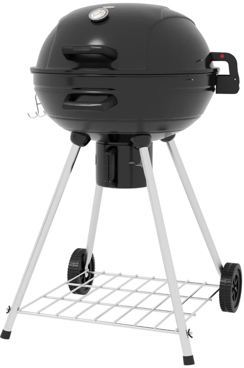 Premie Houtskool Barbecue - Kogelgrill - Houtskoolgrill - Grillrooster - Grilloppervlak Ø54 cm - met Warmhoudrek, Opbergplank, Aslade, Thermometer - BBQ voor Kamperen, Buiten, Tuin - 55 x 65 x 89 cm - Zwart — afbeelding 1