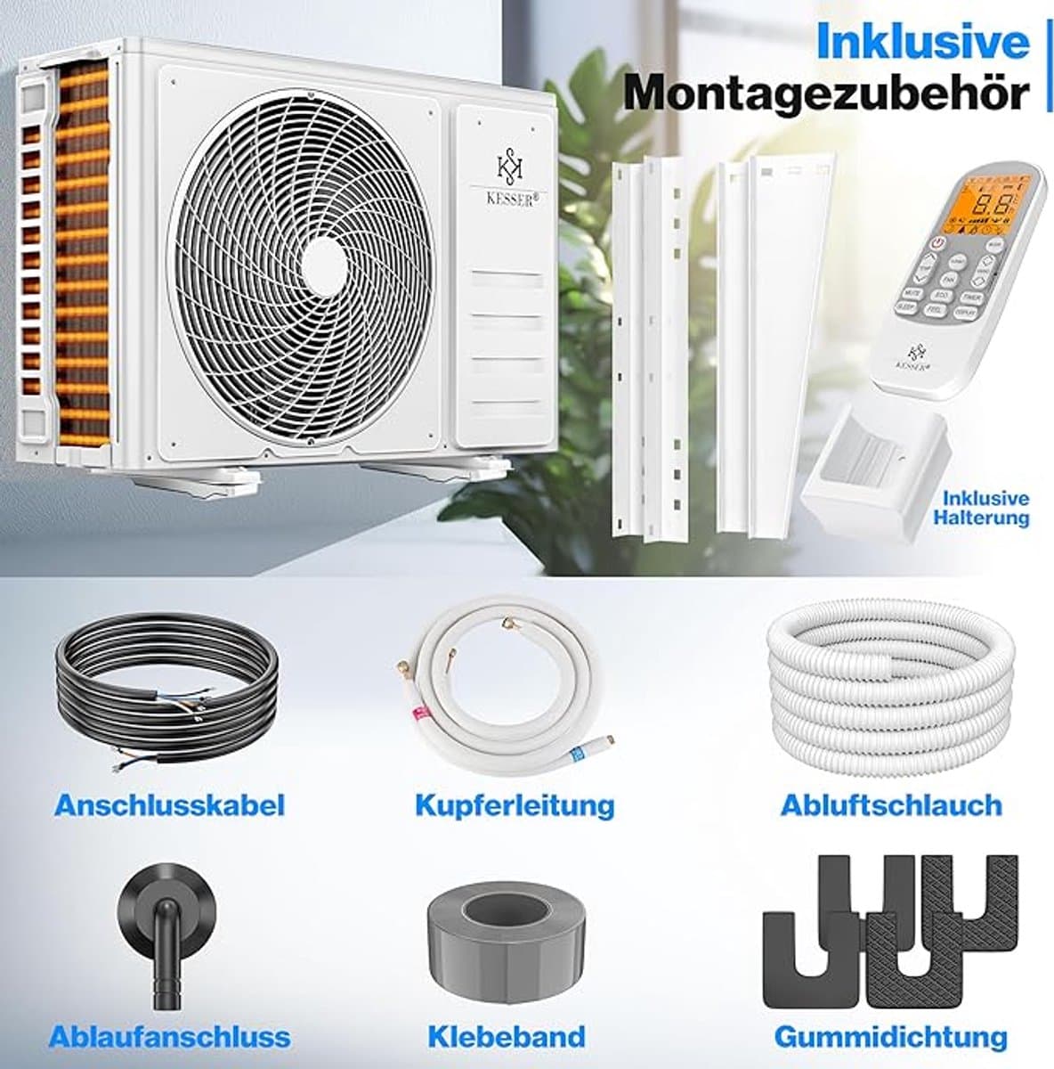 Split Airconditioner 9000 BTU (2.6 kW) WiFi Ready – A+++ Energiezuinig Koelen & Verwarmen – Zeer Stil Inverter Airco met Timer, Afstandsbediening & Complete Installatieset (3m) – Laura — afbeelding 1