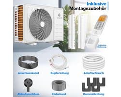 Split Airconditioner 9000 BTU (2.6 kW) WiFi Ready – A+++ Energiezuinig Koelen & Verwarmen – Zeer Stil Inverter Airco met Timer, Afstandsbediening & Complete Installatieset (3m) – Laura