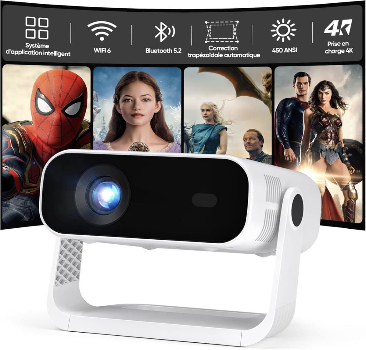 Wielio Smart Videoprojector met Geïntegreerde Apps – Native 1080P Full HD, 4K Ondersteuning, Auto Focus & Auto Keystone, WiFi 6 & Bluetooth 5.2 – Geschikt voor Android, iOS & Gameconsoles — afbeelding 1