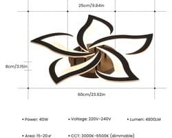 Dimbare LED Plafondlamp met Afstandsbediening, Romantische Bloemvormige Plafondverlichting voor Slaapkamer en Woonkamer, 3000K-6500K