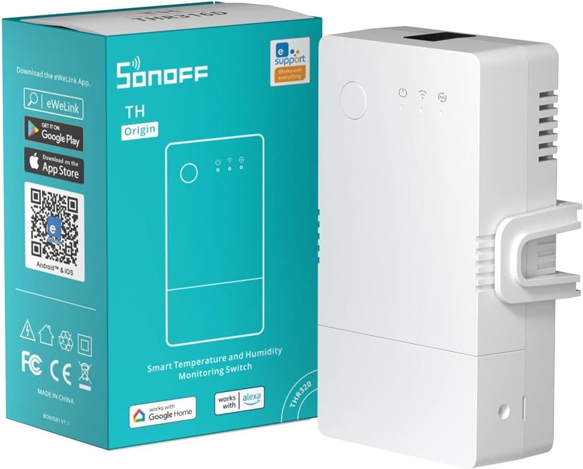 16A draadloze wifi slimme lichtschakelaar met temperatuur- en vochtigheidsdetectie - Compatibel met Alexa/Google/IFTTT — afbeelding 1