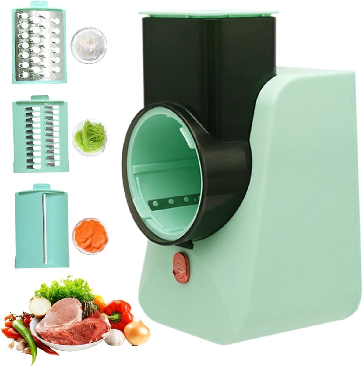 Elektrische Kaasrasp - Keukenmachine Rasp - Snel Groenten Snijden - Vijf Snijbladen - 25 x 14 x 12 cm - Groen — afbeelding 1