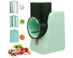 Elektrische Kaasrasp - Keukenmachine Rasp - Snel Groenten Snijden - Vijf Snijbladen - 25 x 14 x 12 cm - Groen